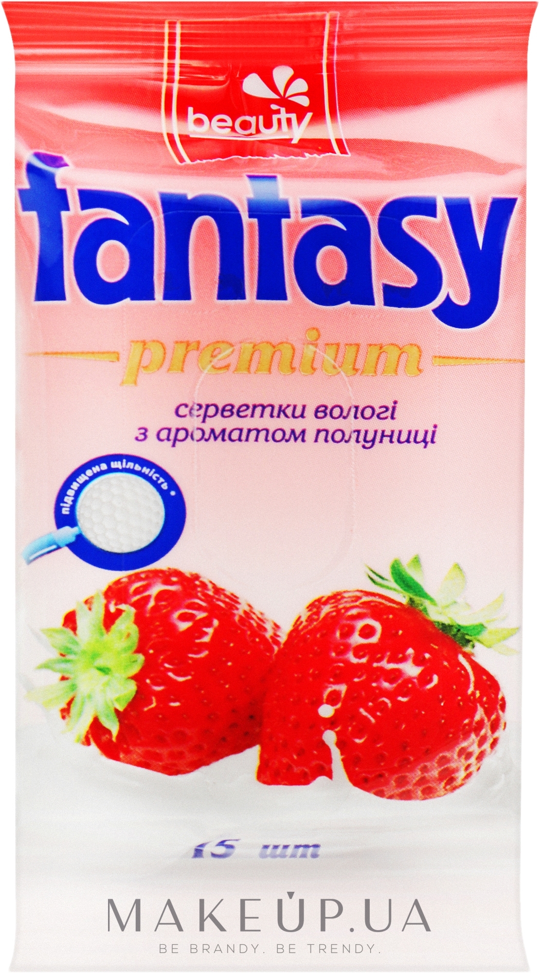 Вологі серветки з ароматом полуниці - Fantasy Beauty Premium — фото 15шт