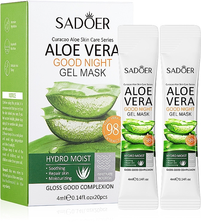 Нічна маска для обличчя з алое вера - Sadoer Aloe Vera Good Night Gel Mask — фото N1