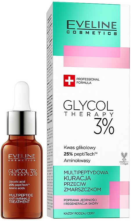 Мультипептидное средство против морщин 3% - Eveline Cosmetics Glycol Therapy 3% 