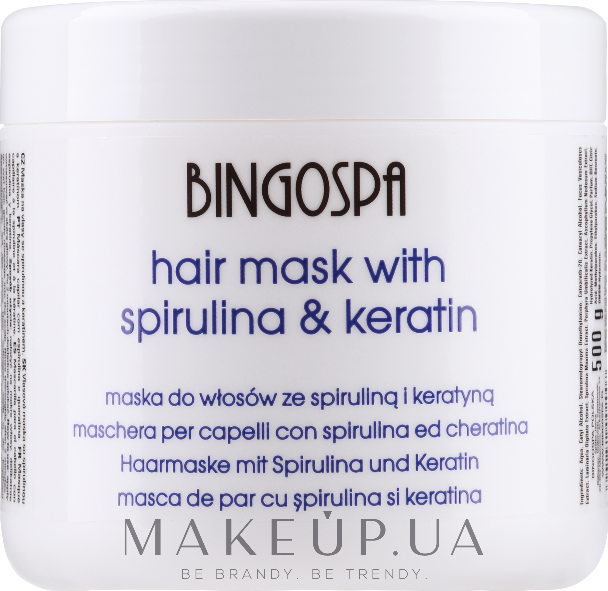 Маска для волосся, з екстрактом спіруліни та кератином  - BingoSpa Mask For Hair Keratin And Spirulina — фото 500g