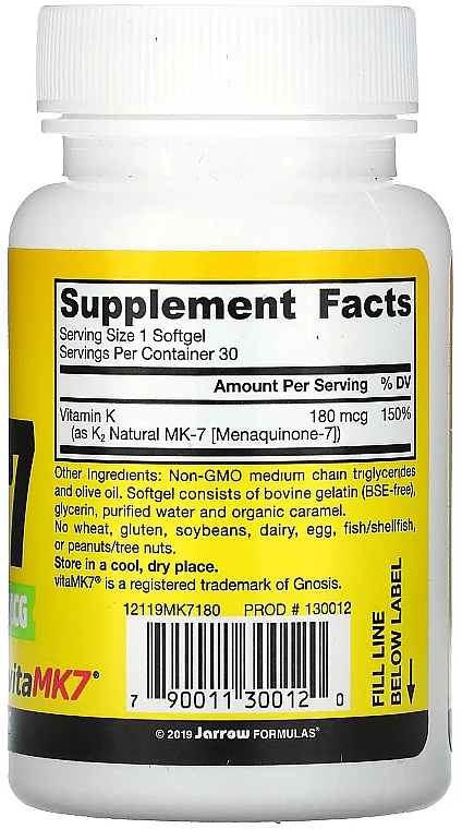 Наиболее активная форма витамина K2 - Jarrow Formulas Vitamin K2 MK-7 180mcg — фото N4