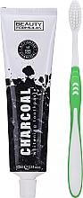 Набор с зеленой зубной щеткой - Beauty Formulas Charcoal (toothbrush/1pcs + toothpaste/100ml) — фото N1