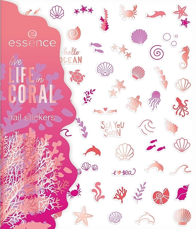 Красочные наклейки для ногтей - Essence Live Life In Coral It's A Reef Of Happiness! Nail Stickers — фото N1