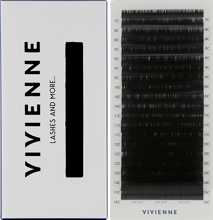 Накладные ресницы "Elite", черные, 20 линий (mix, 0.07, C, (7-16)) - Vivienne — фото N1