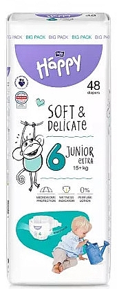 Дитячі підгузки 15+ кг, розмір 6 Junior Extra, 34 шт. - Bella Baby Happy Soft & Delicate — фото N1