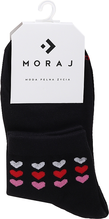 Жіночі шкарпетки, чорні з сердечками - Moraj — фото N1