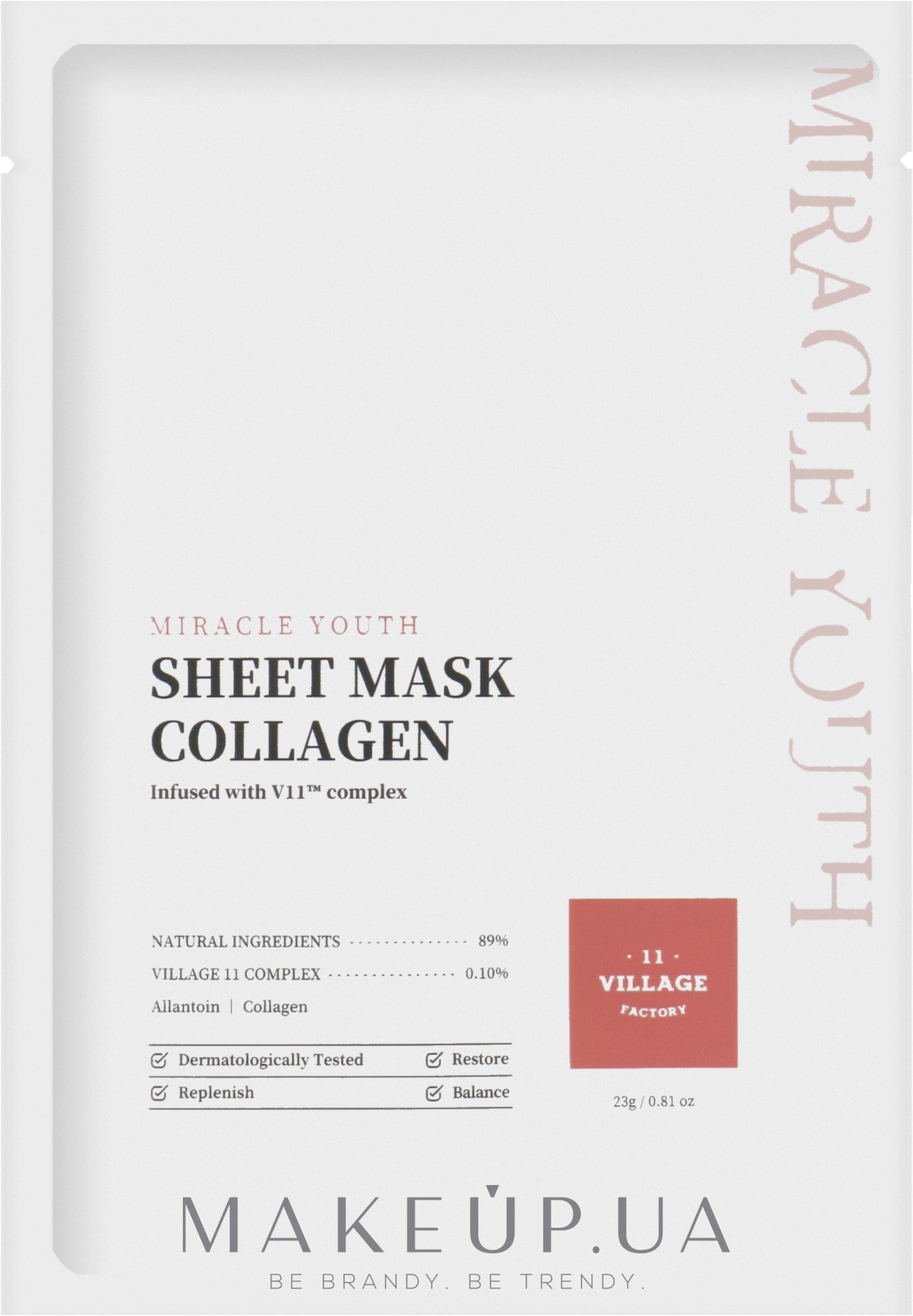 Тканинна маска для обличчя з колагеном - Village 11 Factory Miracle Youth Cleansing Sheet Mask Collagen — фото 23g