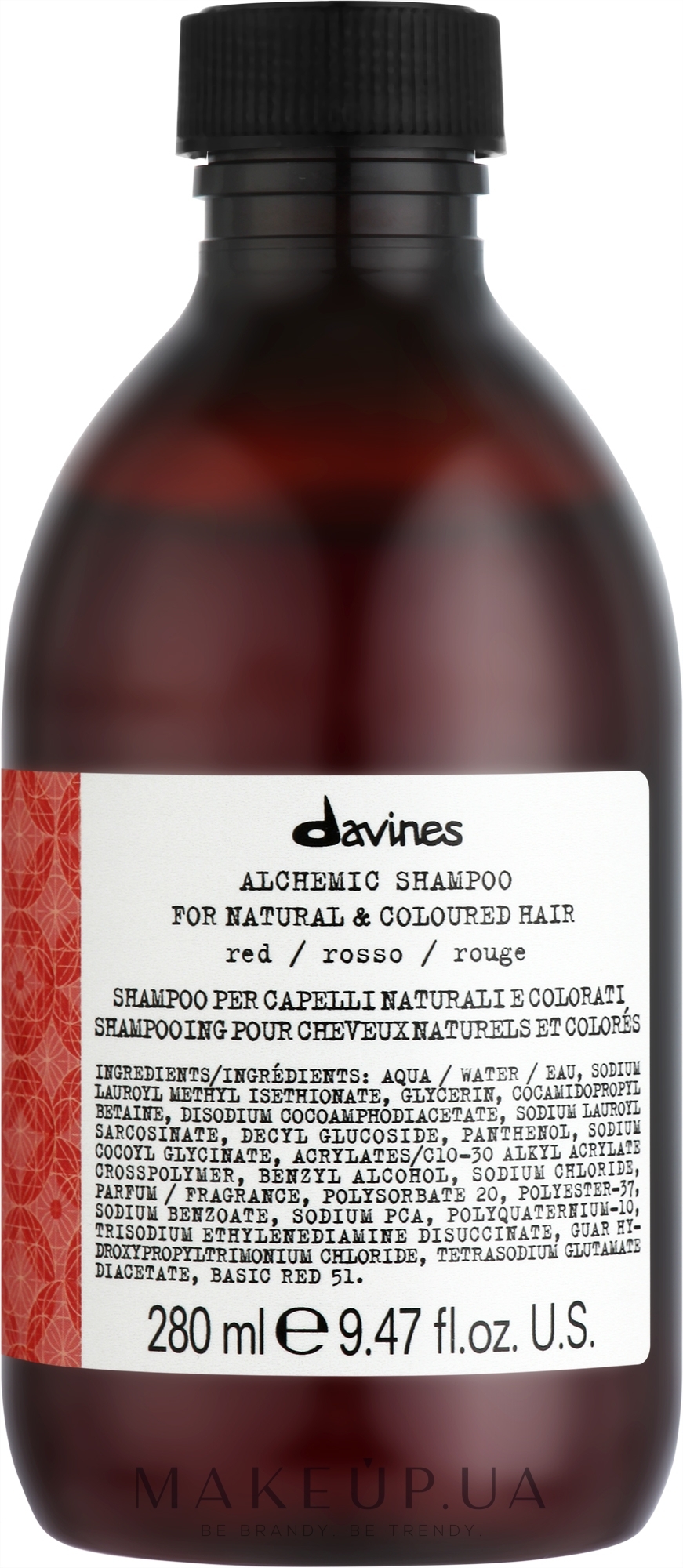 Шампунь для натуральных и окрашенных волос (красный) - Davines Alchemic Shampoo — фото 280ml