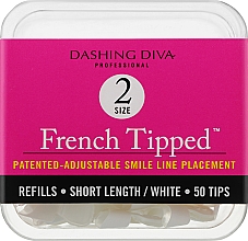 Типсы короткие "Френч" - Dashing Diva French Tipped Short White 50 Tips (Size-2) — фото N1
