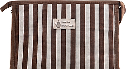 Косметичка макси "Полоска", коричневая - Natural Style Handmade — фото N1