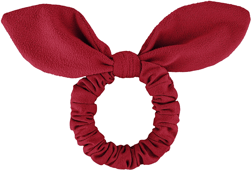 Гумка для волосся замшева з вушками, червона "Bunny" - MAKEUP Bunny Ear Soft Suede Hair Tie Red — фото N1