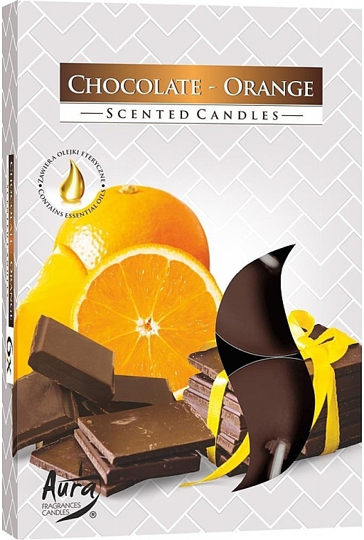 Набор чайных свечей "Апельсин и шоколад" - Bispol Chocolate Orange Scented Candles — фото N1