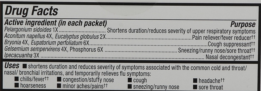 УЦЕНКА Комплекс против простуды "Ягоды" в пакетиках - Nature’s Way Umcka Cold+Flu Relief Berry Flavor * — фото N2