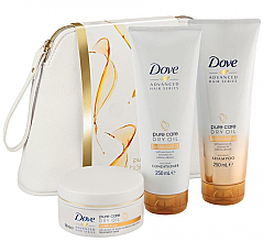 Духи, Парфюмерия, косметика Набор "Безупречный уход" - Dove Advanced Hair Pure Care Dry Oil Wash Bag Gift Set (shmp/250ml + condt/250ml + mask/200ml + bag)