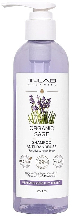 Шампунь против перхоти с экстрактом шалфея - T-Lab Professional Organic Sage Anti-Dandruff Shampoo