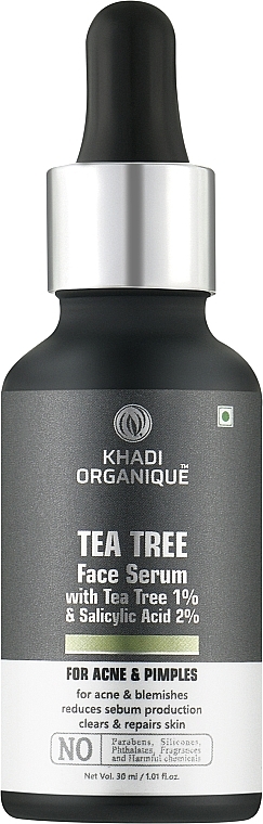УЦІНКА Зволожувальна антивікова сироватка з олією чайного дерева - Khadi Organique Tea Tree Face Serum * — фото N1