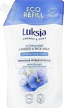 Жидкое крем-мыло "Лен и рисовое молочко" - Luksja Creamy & Soft Hydrating Linseed & Rice Milk Caring Hand Wash (дой-пак) — фото N1