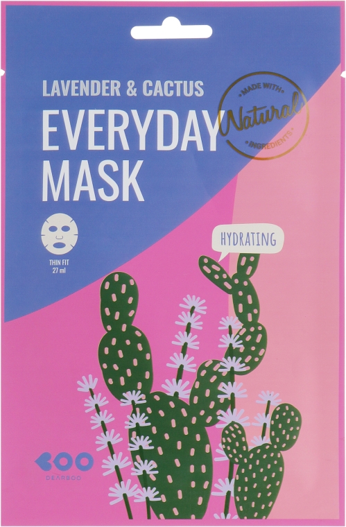 Маска для обличчя з екстрактом лаванди і кактуса - Dearboo Everyday Mask Lavendero & Cactus — фото N1