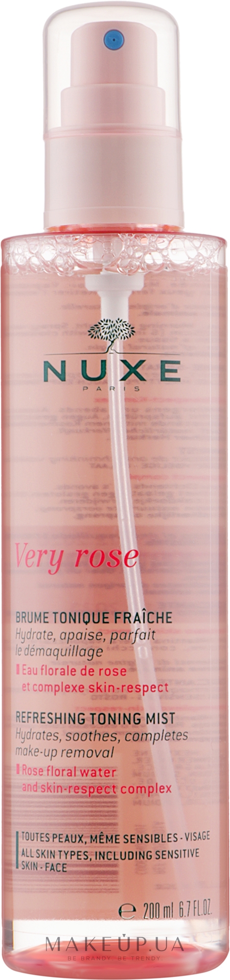 Освіжальний і тонізувальний спрей для обличчя - Nuxe Very Rose Refreshing Toning Mist — фото 200ml