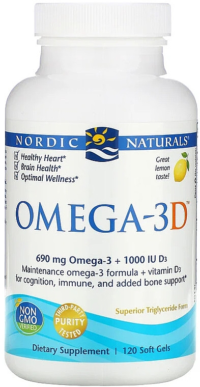 Пищевая добавка с лимонным вкусом "Омега + D3" - Nordic Naturals Omega 3D — фото N1