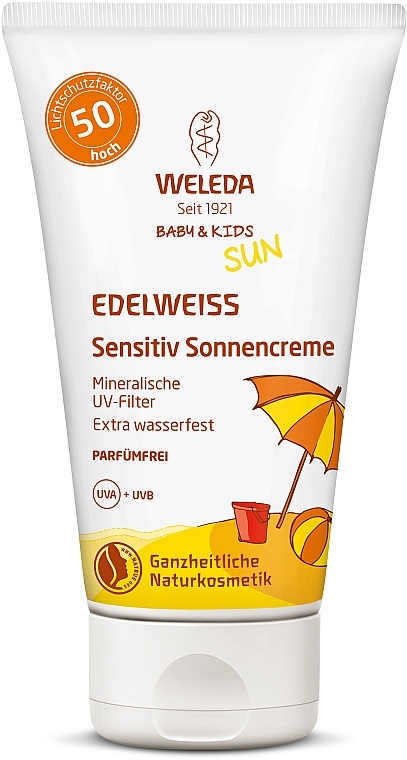 Сонцезахисний крем для чутливої шкіри - Weleda Edelweiss Baby&Kids Sun SPF 50