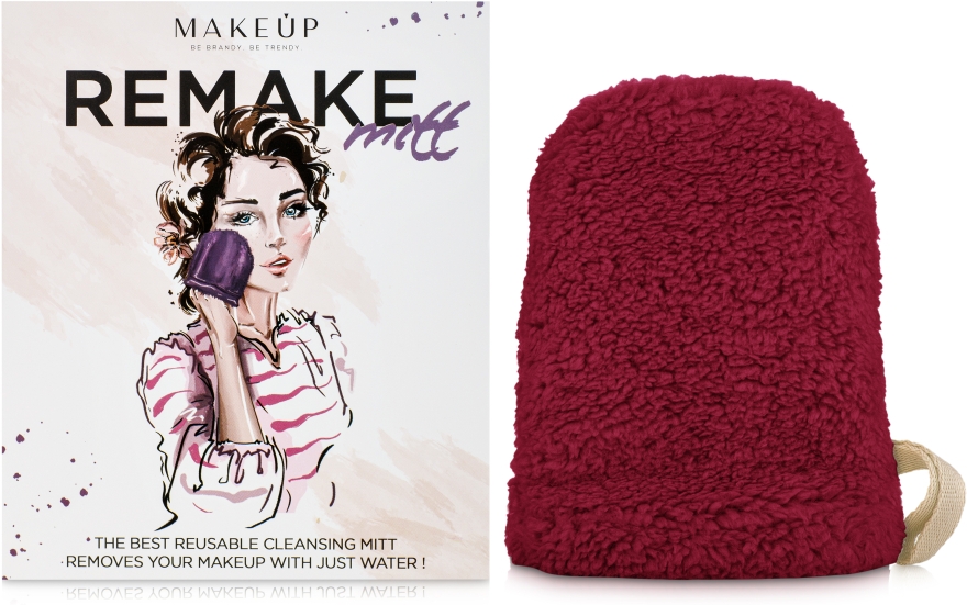 Рукавичка для снятия макияжа, бордовая "ReMake" - MAKEUP — фото N1