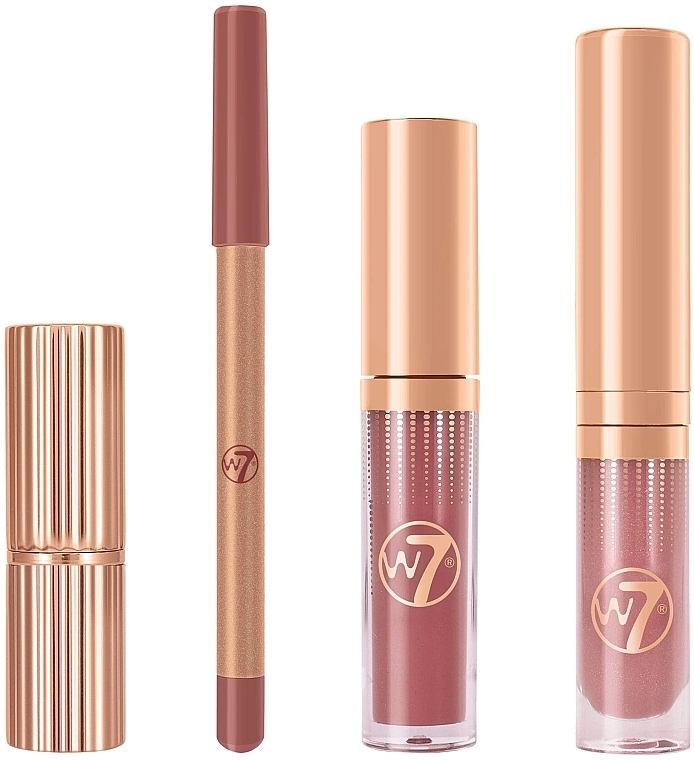 Набор - W7 Pout Perfection Lip Essentials Set (lipstick/3.5g + l/liner/0.8g + lip/gloss/3ml + lip/gloss/4ml) — фото N2