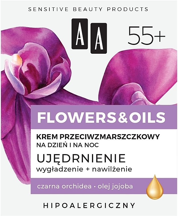 Зміцнювальний денний і нічний крем проти зморщок 55+ - AA Flowers & Oils Night And Day Cream — фото N2