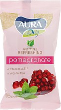 Духи, Парфюмерия, косметика Освежающие влажные салфетки "Pomegranate", 15шт - Aura Beauty