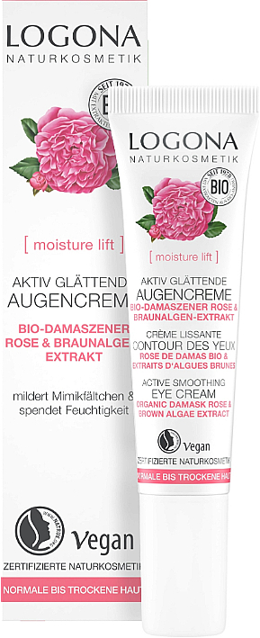 Крем для век с органической дамасской розой - Logona Moisture Lift Active Smoothing Eye Cream — фото N1