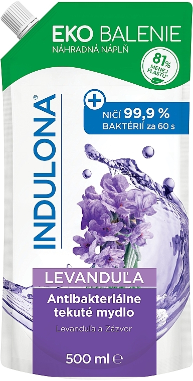 Антибактеріальне рідке мило "Лаванда" - Indulona Lavender Antibacterial Liquid Soap (дой-пак) — фото N1