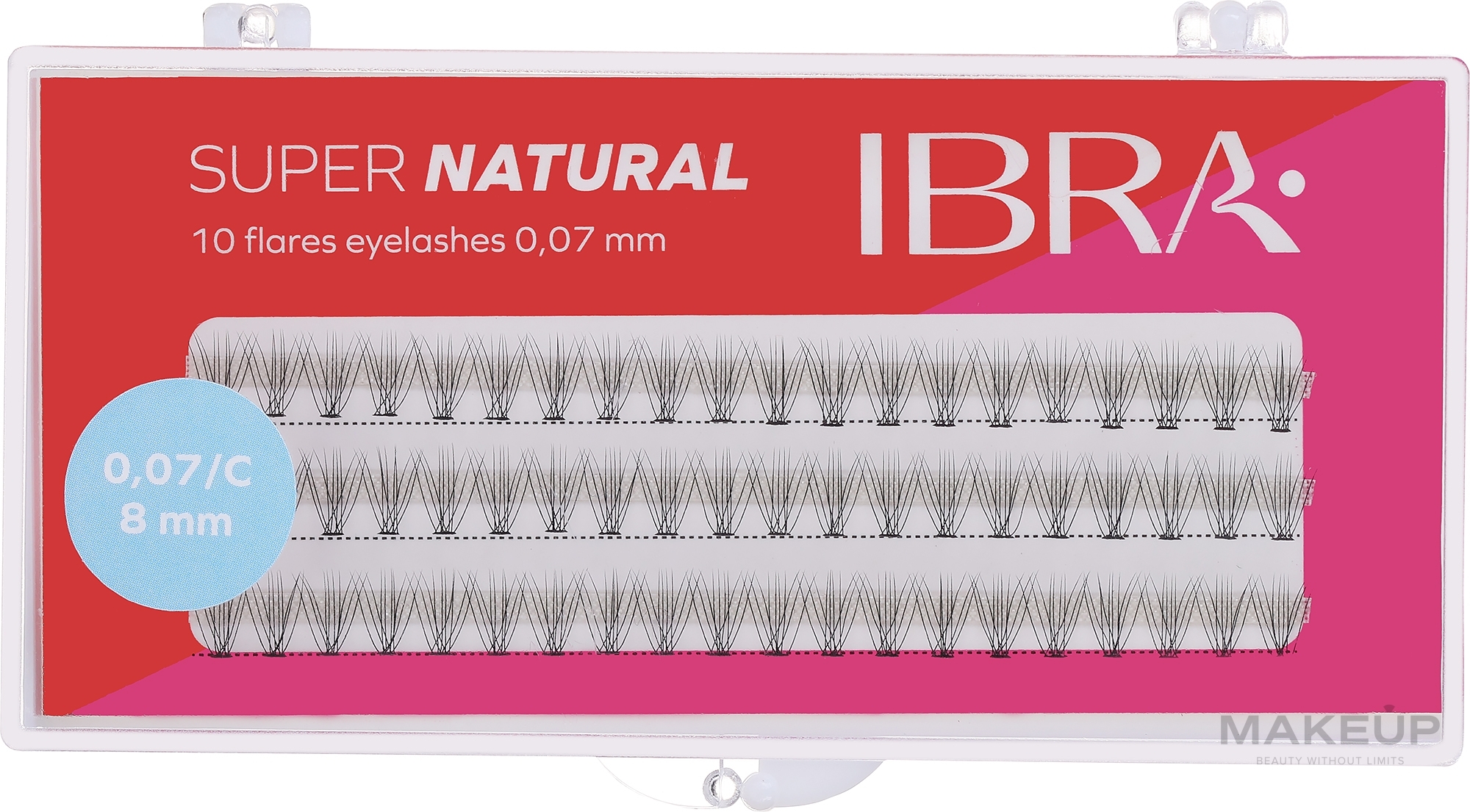 Искусственные пучки ресниц "С", 0.07, 8 мм - Ibra 10D Flares Eyelash Super Natural C 8 mm — фото 60шт