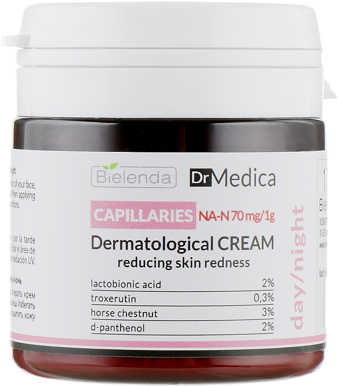 Дерматологический крем, уменьшающий покраснения, гипоаллергенный - Bielenda Dr Medica Capillaries Dermatological Redness Reducing Cream