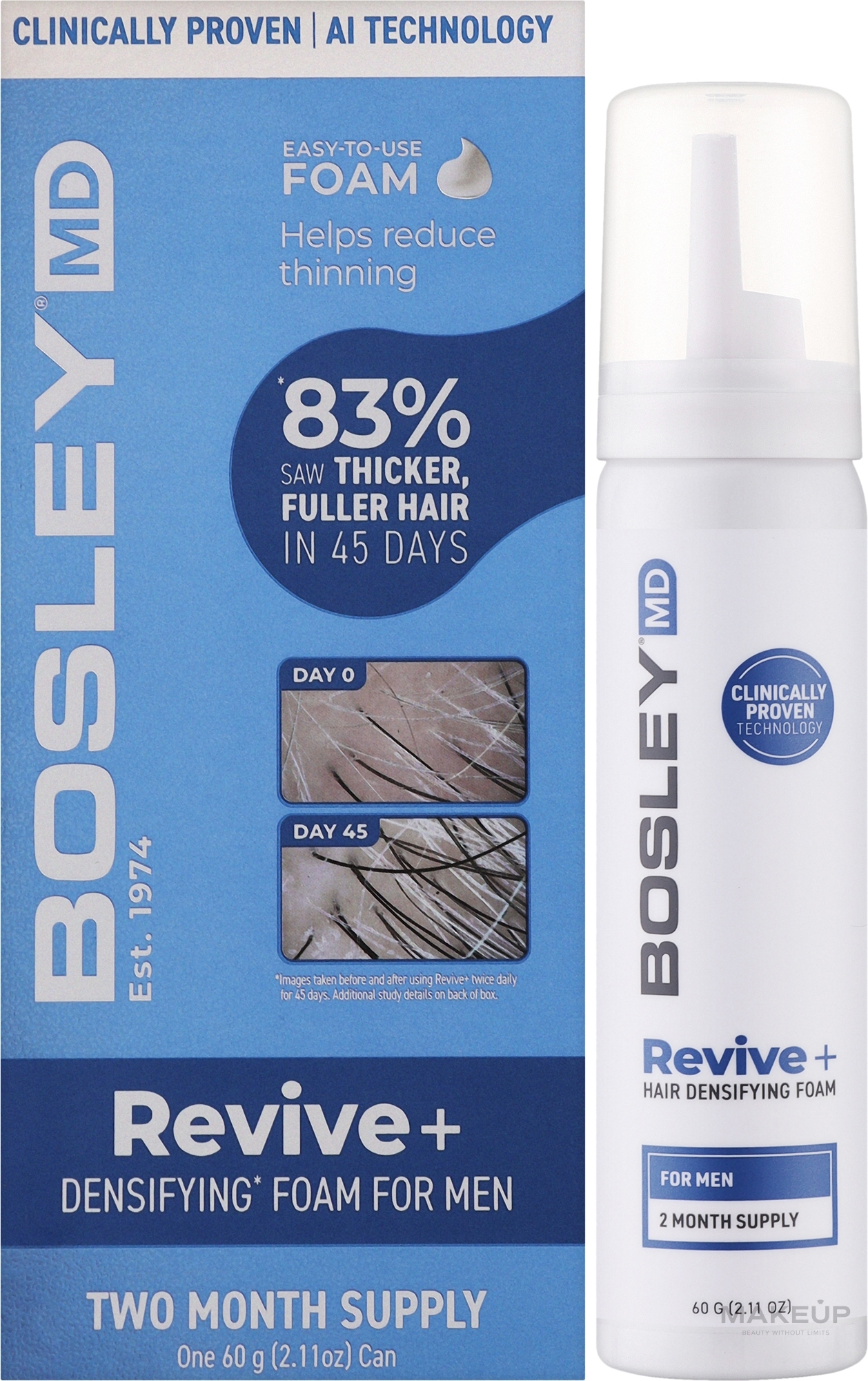 Піна проти випадіння волосся у чоловіків - Bosley MD Revive+ Densifying Foam for Men — фото 60g