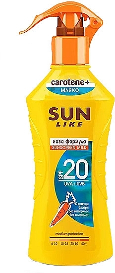 Сонцезахисний спрей-молочко для тіла - Sun Like Body Milk SPF 20 New Formula — фото N1