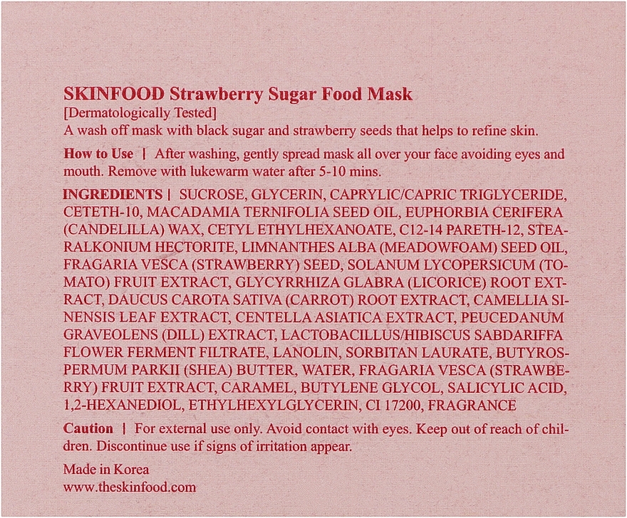 Маска для лица с клубникой и сахаром - Skinfood Pore Cleanse & Exfoliate Strawberry Sugar Food Mask — фото N3