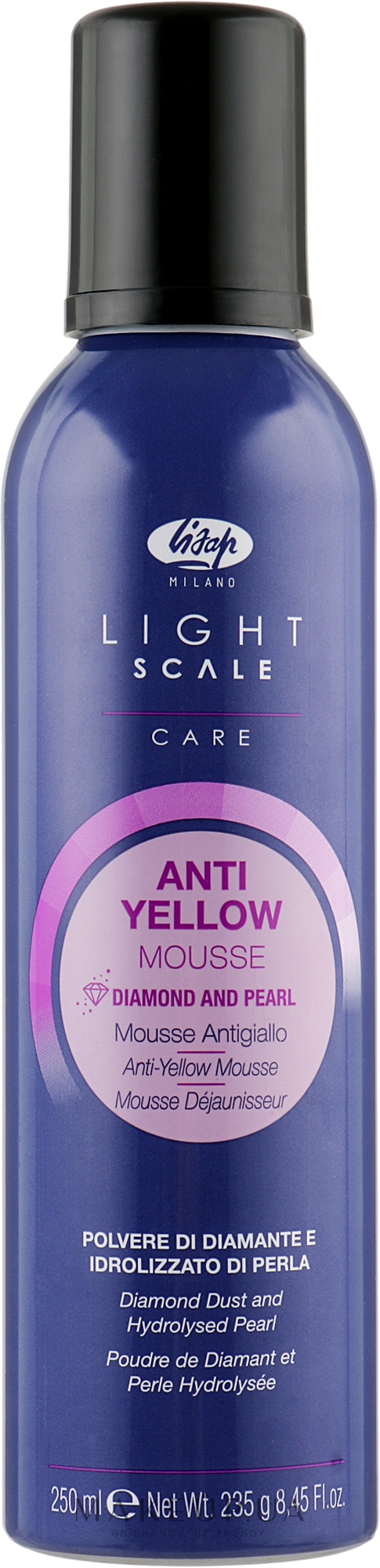 Пена против желтизны волос с фиолетовыми пигментами - Lisap Light Scale Anti Yellow Mousse — фото 250ml