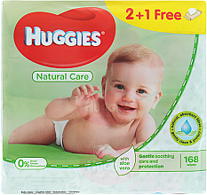 Парфумерія, косметика УЦІНКА! Дитячі вологі серветки Natural Care, 3х56 шт. - Huggies *