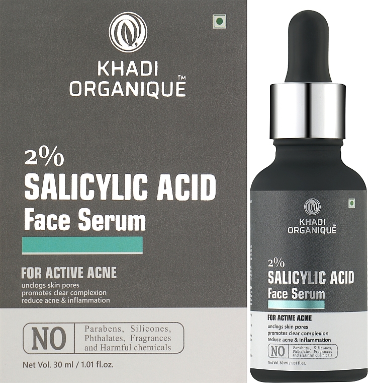 Антивозрастная сыворотка с салициловой кислотой от морщин и пигментации - Khadi Organique Anti-aging Face Serum Salicylic Acid 2% — фото N2