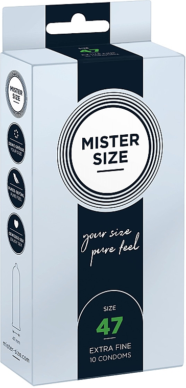 Презервативи латексні, розмір 47, 10 шт. - Mister Size Extra Fine Condoms — фото N1