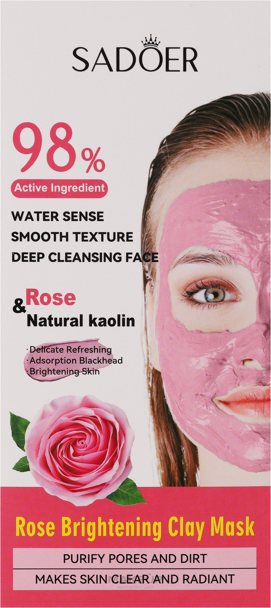 Осветляющая глиняная маска с экстрактом розы и каолином - Sadoer Rose Brightening Clay Mask — фото 8x7.5g