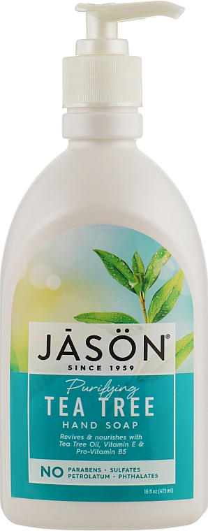Очищувальне рідке мило для рук "Чайне дерево" - Jason Natural Cosmetics Purifying Tea Tree Hand Soap — фото N1