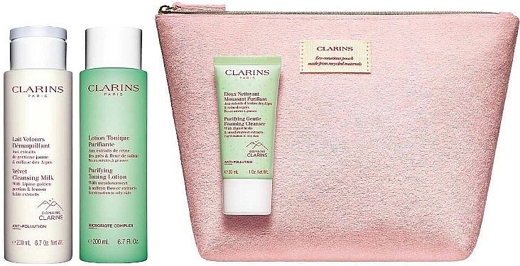 Набір - Clarins Premium Cleansing Bag (cl/milk/200ml + f/lot/200ml + f/cl/30ml + bag/1pcs) — фото N2