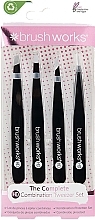 Набор пинцетов, черный - Brushworks The Complete HD Combination Tweezer Set Black — фото N1