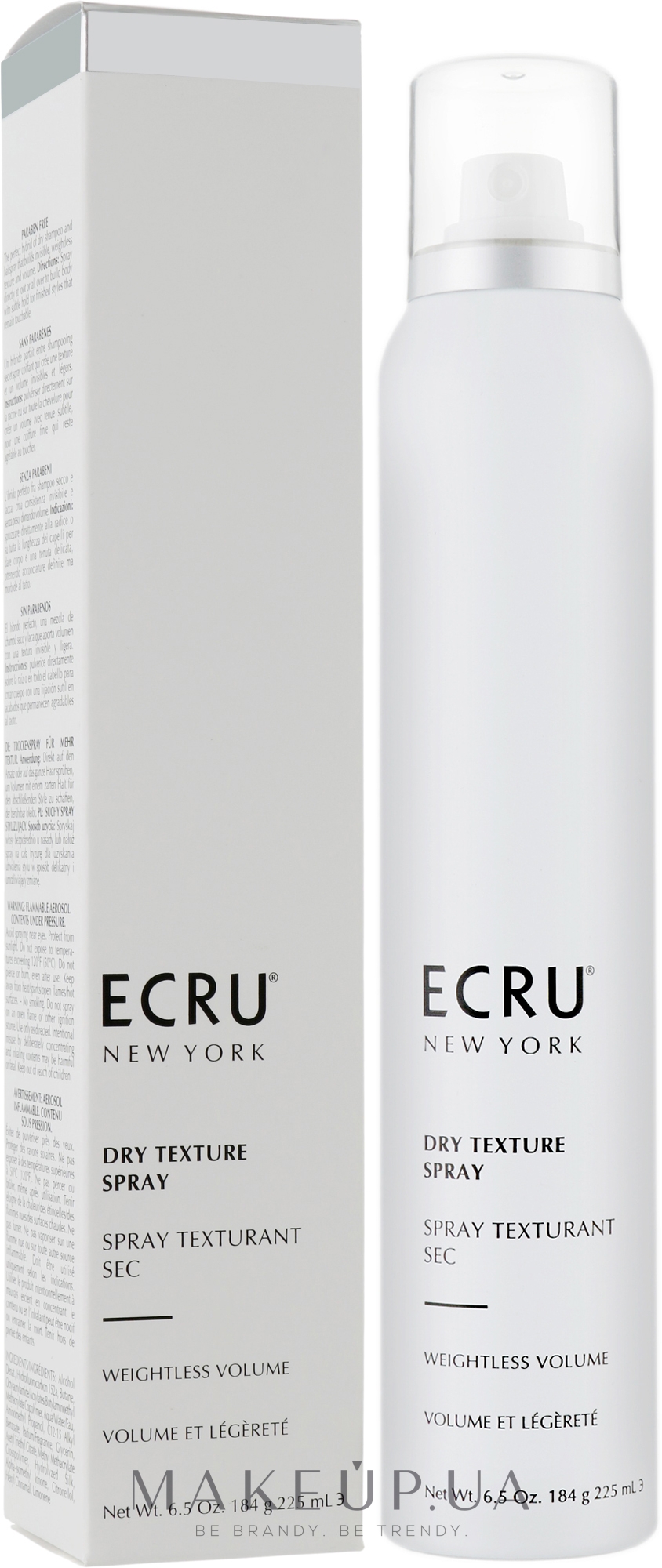 Сухой спрей для волос - ECRU New York Texture Dry Texture Spray Weightless Volume — фото 225ml