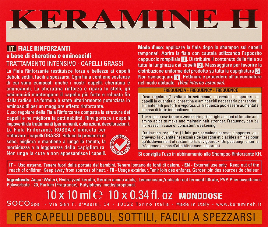 Ампули для зміцнення волосся Червоні - Keramine H Professional Fiale Rinforzante Fascia Rossa — фото N3