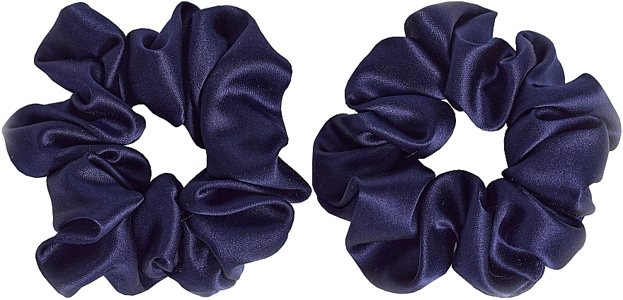 Набір резинок з натурального шовку, розмір M, синій - de Lure Scrunchie Set — фото N1