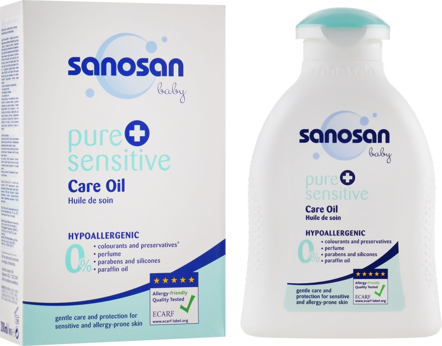 Дитяча гіпоалергенна олія для чутливої шкіри - Sanosan Baby Pure & Sensitive Care Oil — фото N1