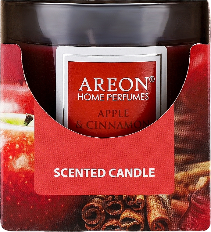 Ароматична свічка в склянці "Яблуко і кориця" - Areon Home Perfumes Apple & Cinnamon Scented Candle — фото N1