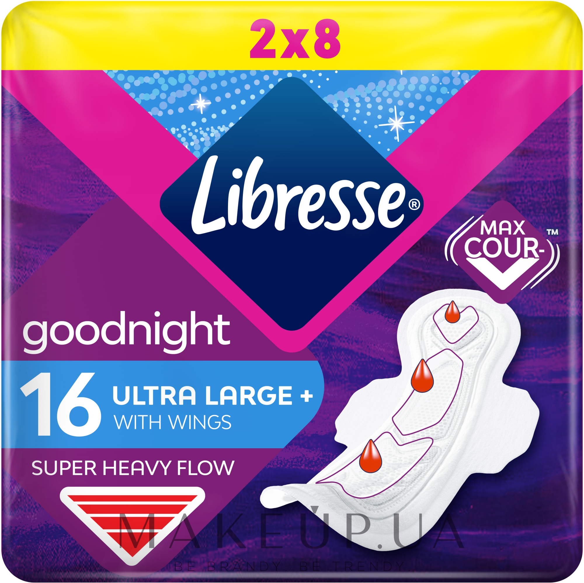 Прокладки гігієнічні нічні з крильцями, 16 шт. - Libresse Ultra Goodnight Large — фото 16шт